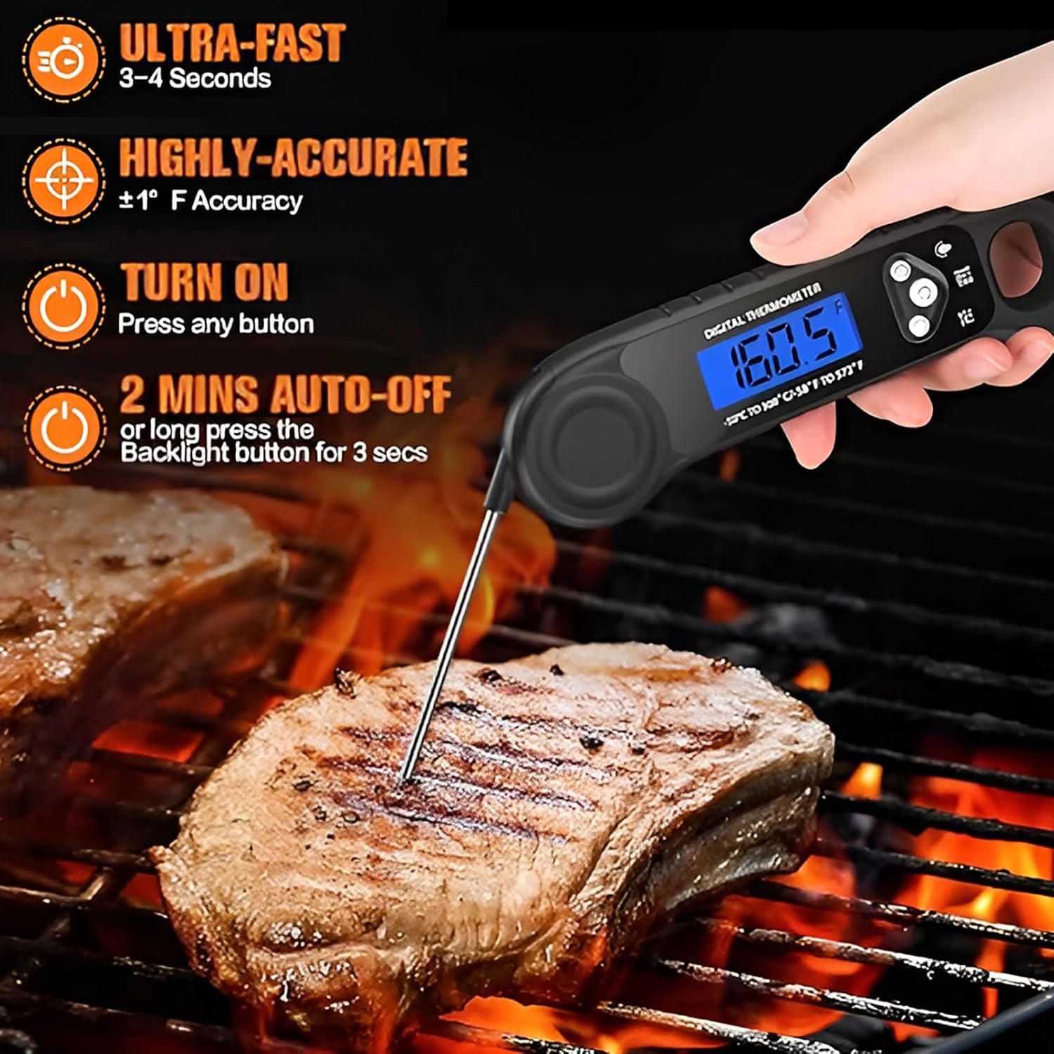 $4 - AMMZO Meat Thermometer Digital, Instant Read Food Thermometer