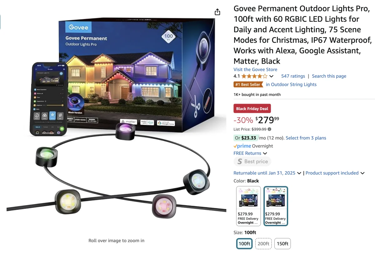Save 30% - Govee Permanent Outdoor Lights